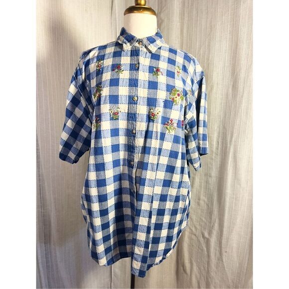 Casual Corner Women's Blue and White Blouse- Size XL - Picture 1 of 5